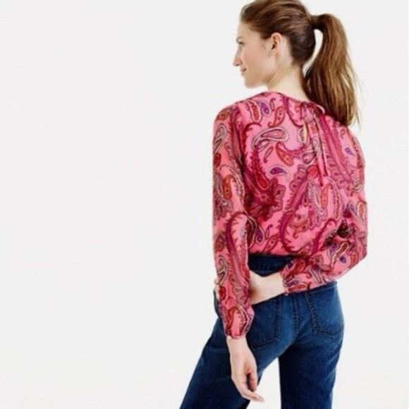 J. Crew Silk Blouse Ruffle front chiffon top - Picture 7 of 7